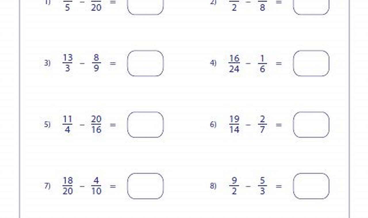 Subtracting Unlike Fractions