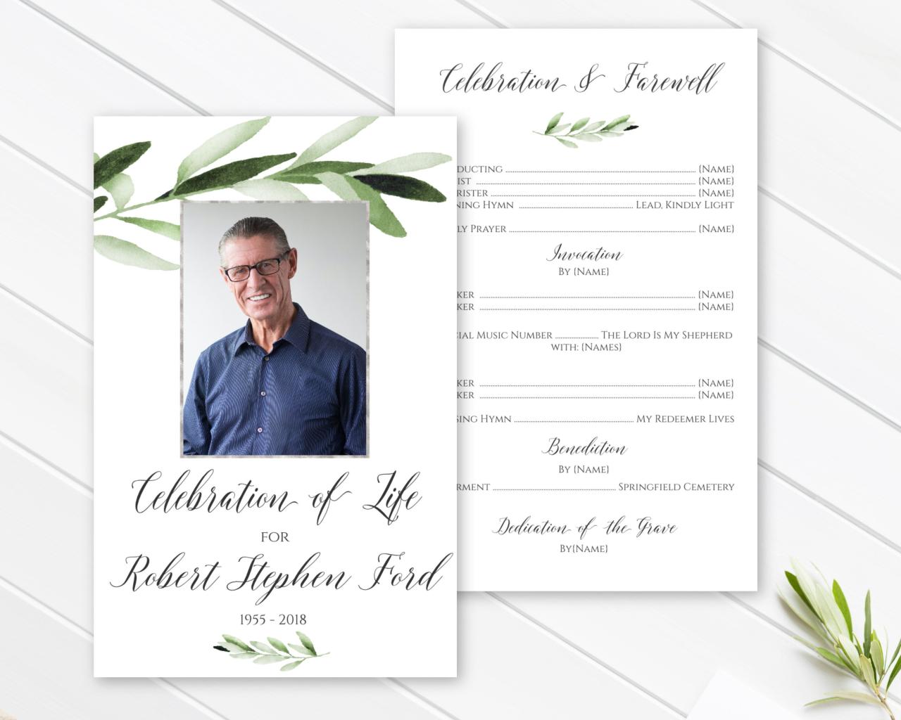 Celebration life template program funeral printable peterainsworth templates memorial service word cards lovely article order