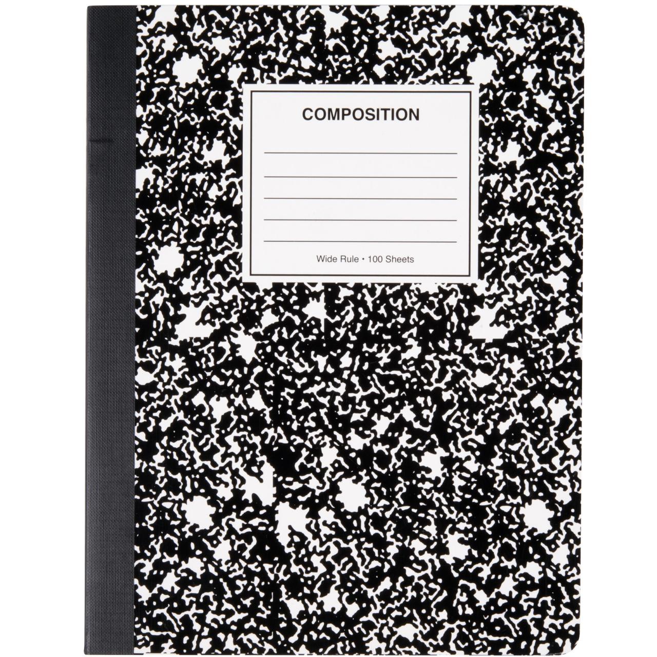 Wide ruled composition notebook