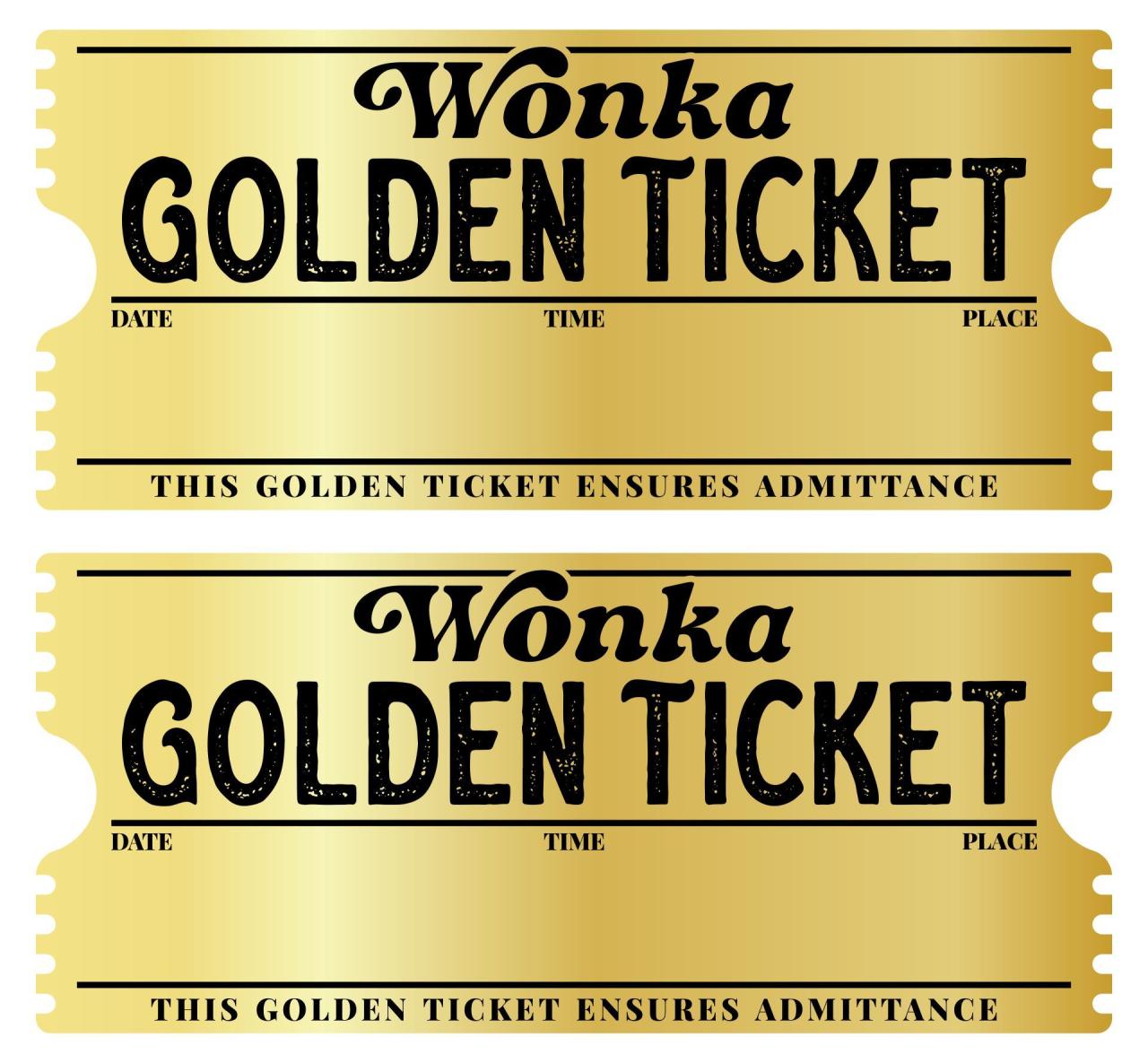 Ticket wonka golden printable willy template editable templates choose board winner font