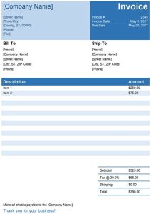 Sample Invoice Template in Word