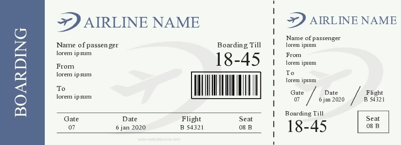 Fake plane ticket template