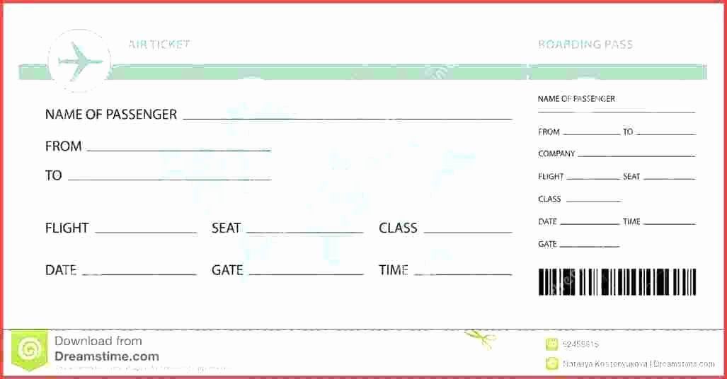 Fake airline ticket template