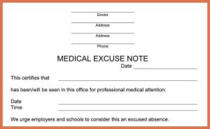 Fake urgent care doctors note