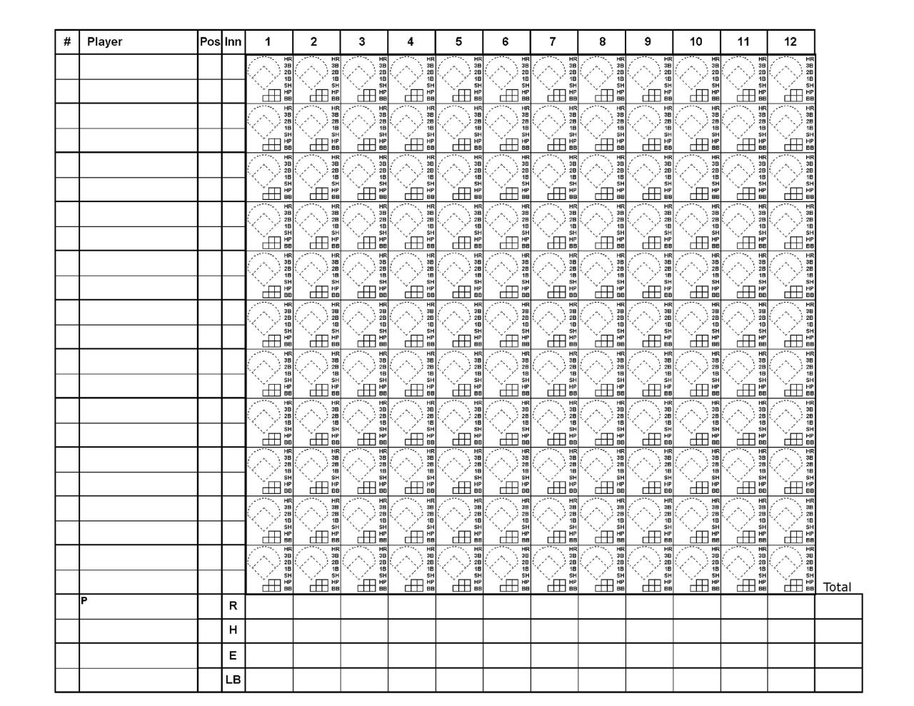 Printable baseball score sheets