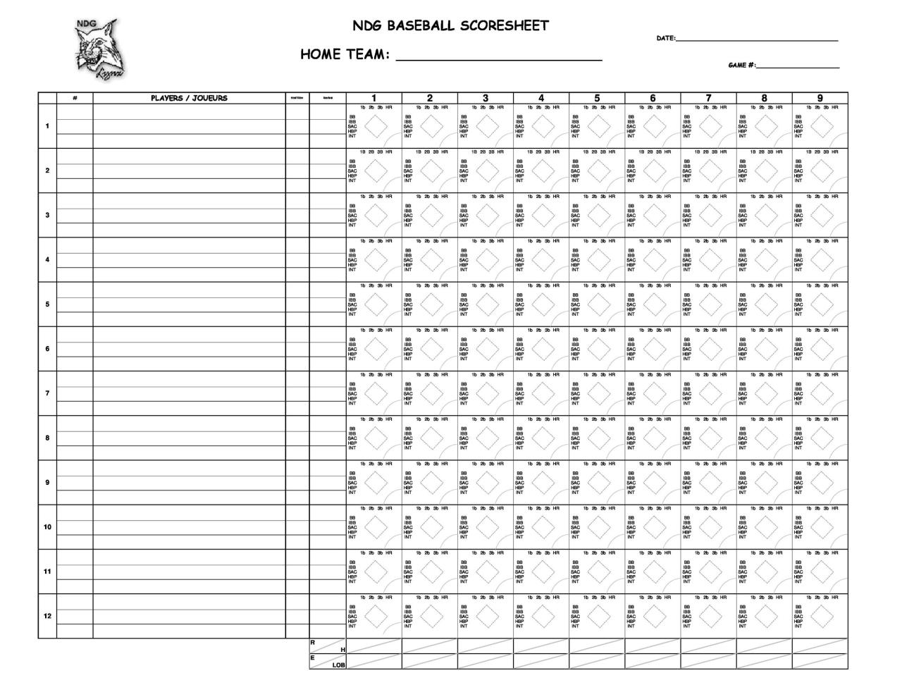 Printable baseball score sheets