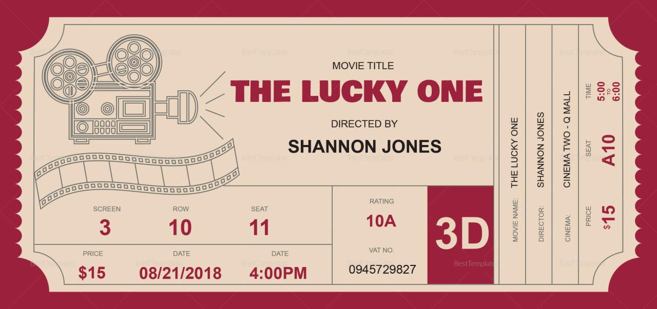 Movie theater ticket template