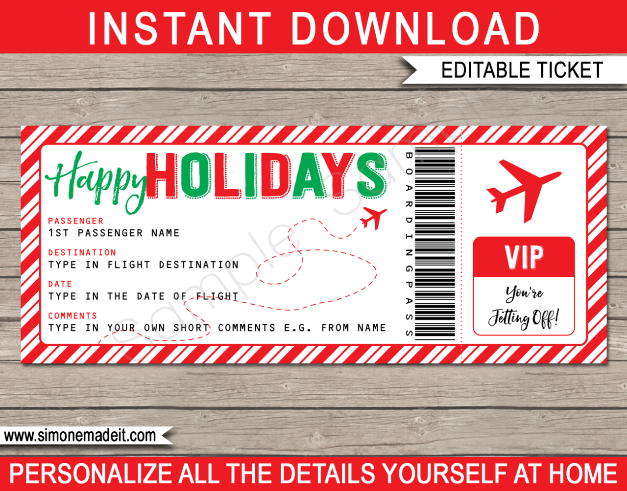 Fake airline ticket template