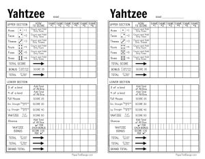 Yahtzee score card printable free