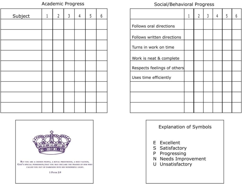 Homeschool report card template word