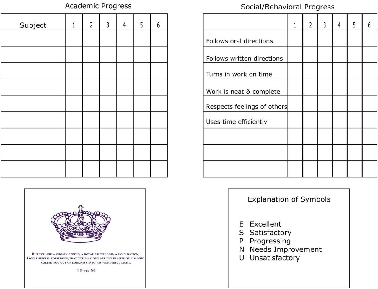 Homeschool report card template word