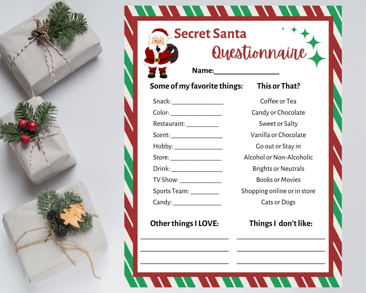 Secret santa questionnaire free pdf