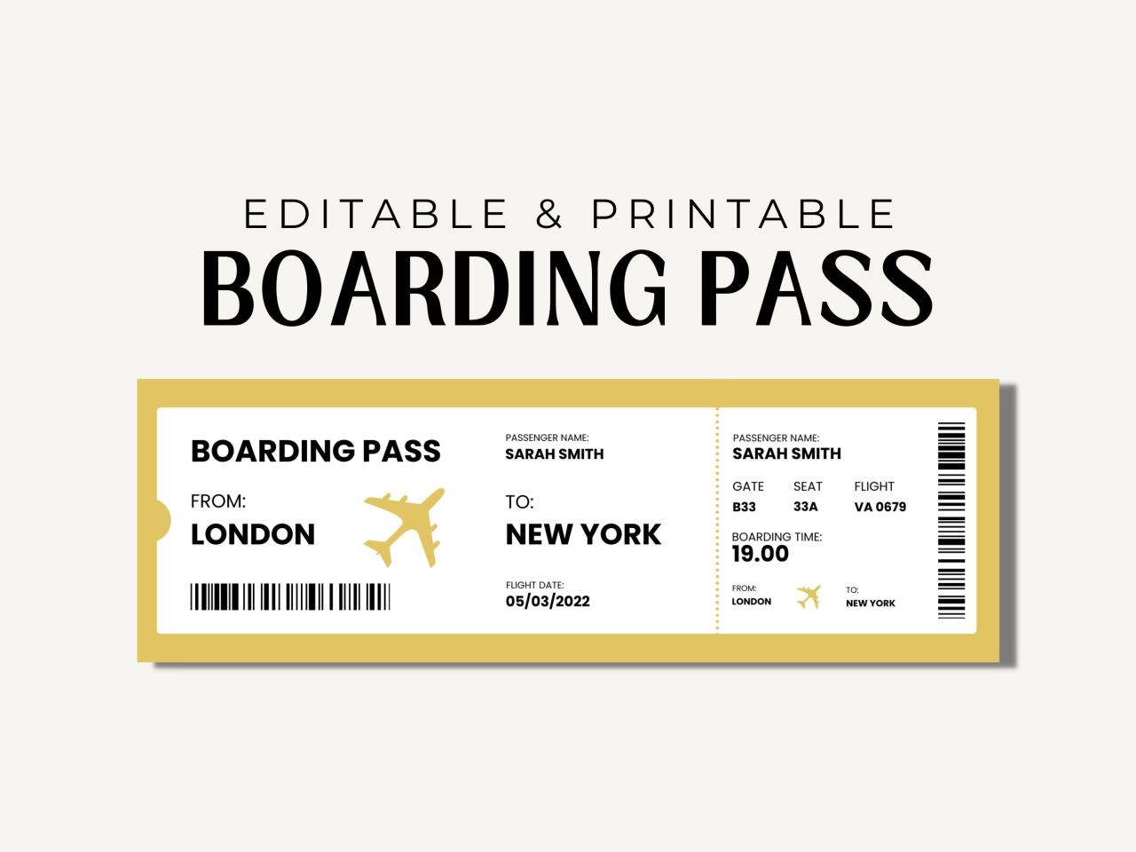 Fake airline ticket template