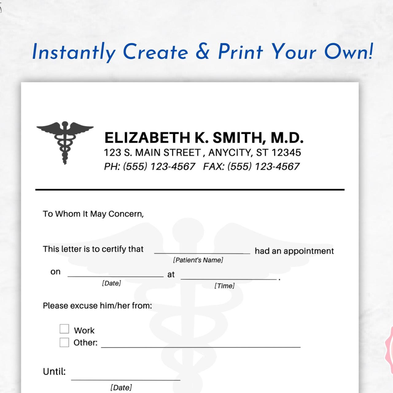 Verifiable fake doctors note