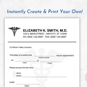 Fake doctors note template