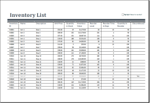 Exel bankruptcy inventory spreadsheet