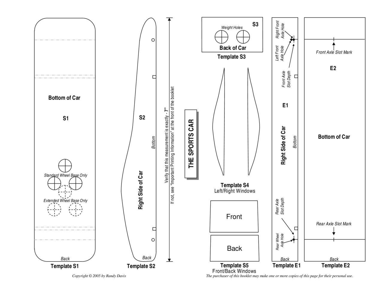 Pine derby car templates