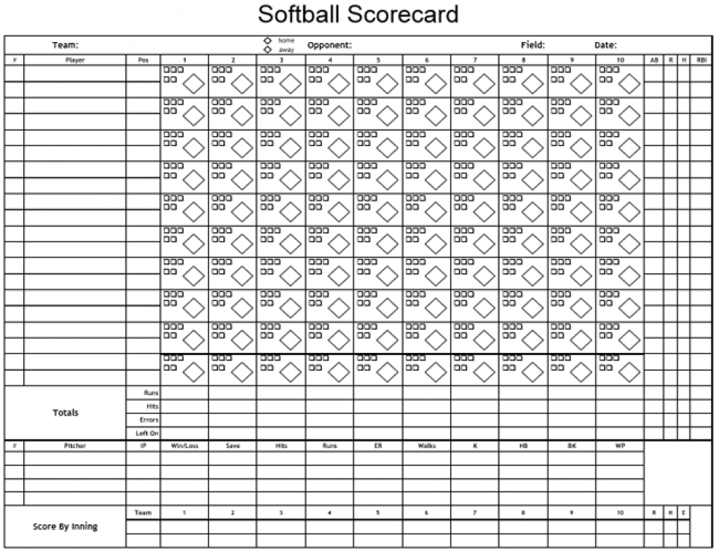 Printable softball score sheet