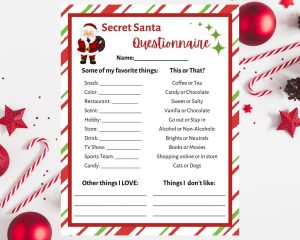 Secret santa questions printable