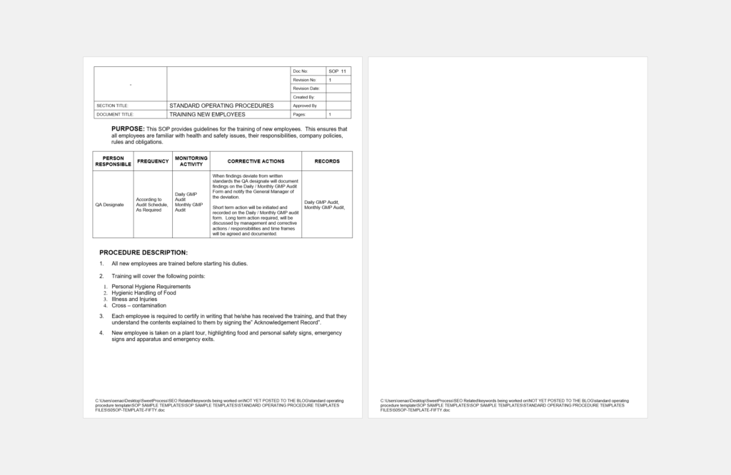 Sop template google docs