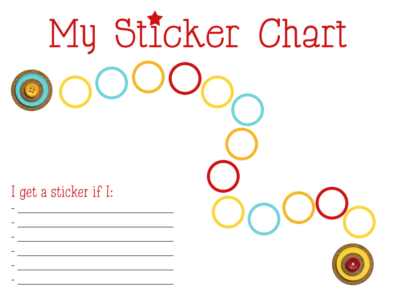 Sticker charts reward printable printables chart kids templates printablee