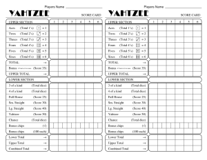 Free yahtzee score sheets