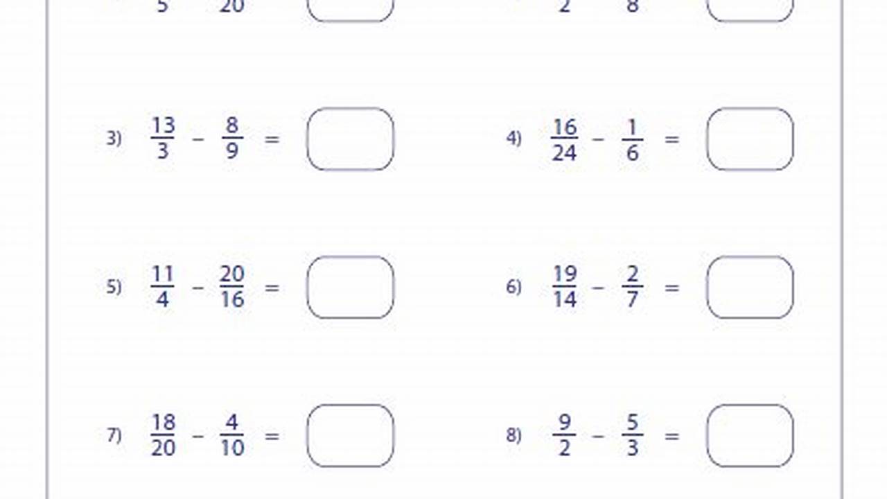 Subtracting Unlike Fractions