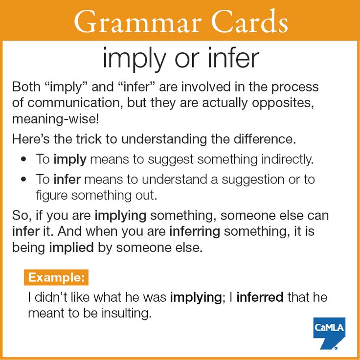 Hopefully this makes "imply" and "infer" easier for you to use! English language learning