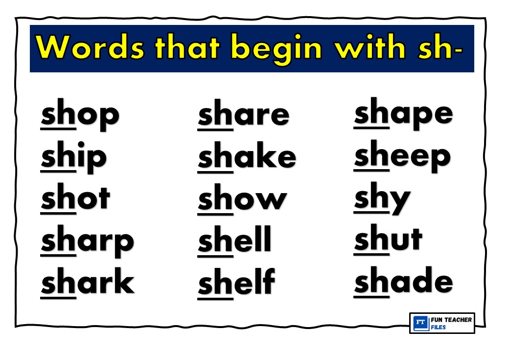 Words that Begin and End in SH Fun Teacher Files