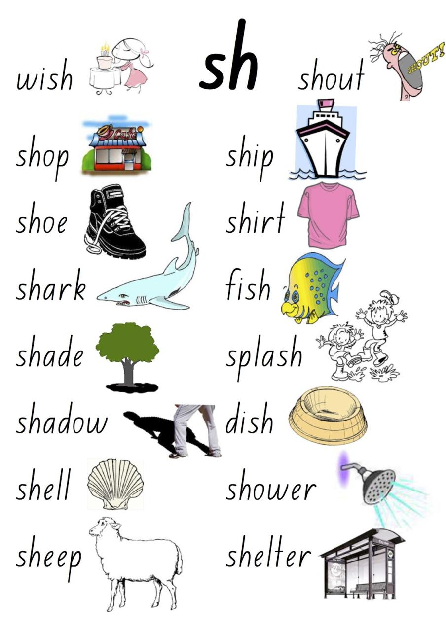 Sh Words With Pictures