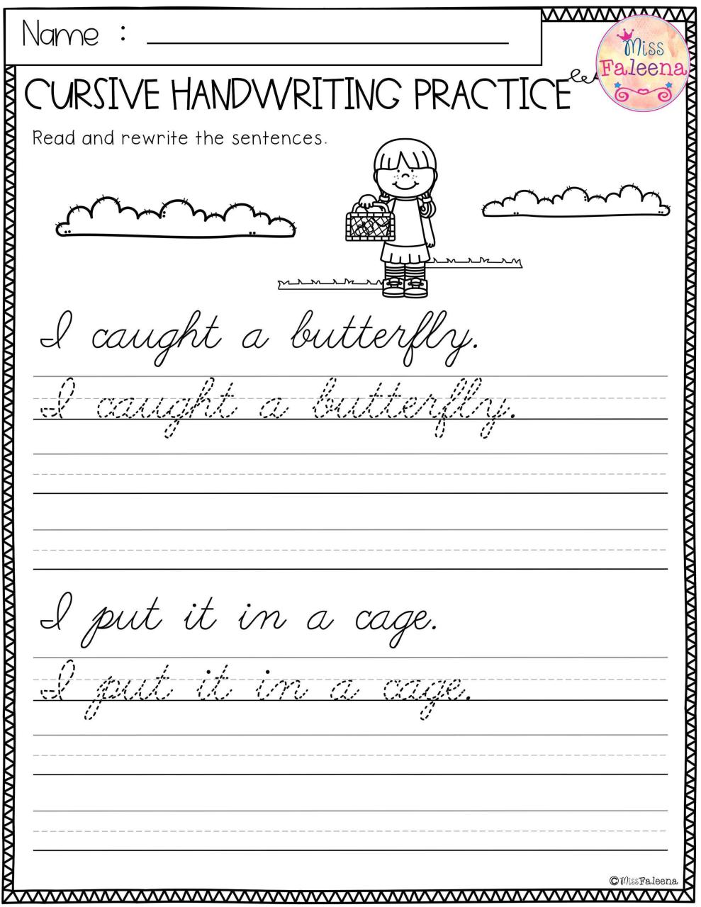 Create Cursive Handwriting Worksheet