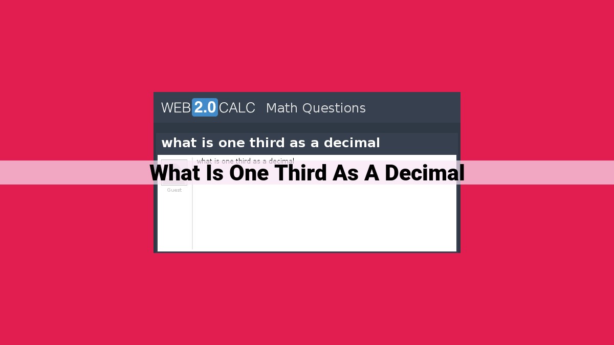 The Interchangeable Representations of One Third Decimal, Fraction, and Percentage